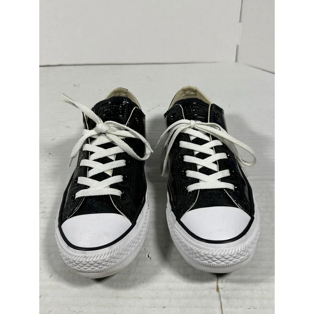 Converse Chuck Taylor All Star Black Glitter Patent Low Top Sneakers 562482C 9.5